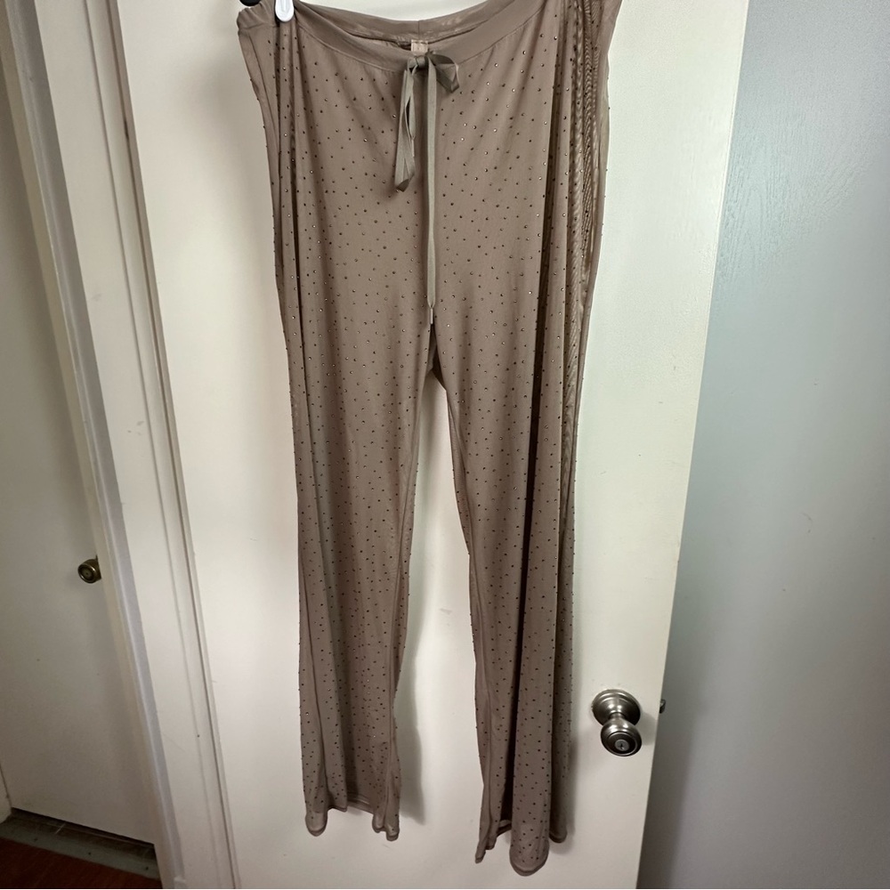 SKIMS Desert Brown/TanMesh Sparkling Rhinestones Drawstring Coverup Pants NWT 3X - Picture 5 of 16